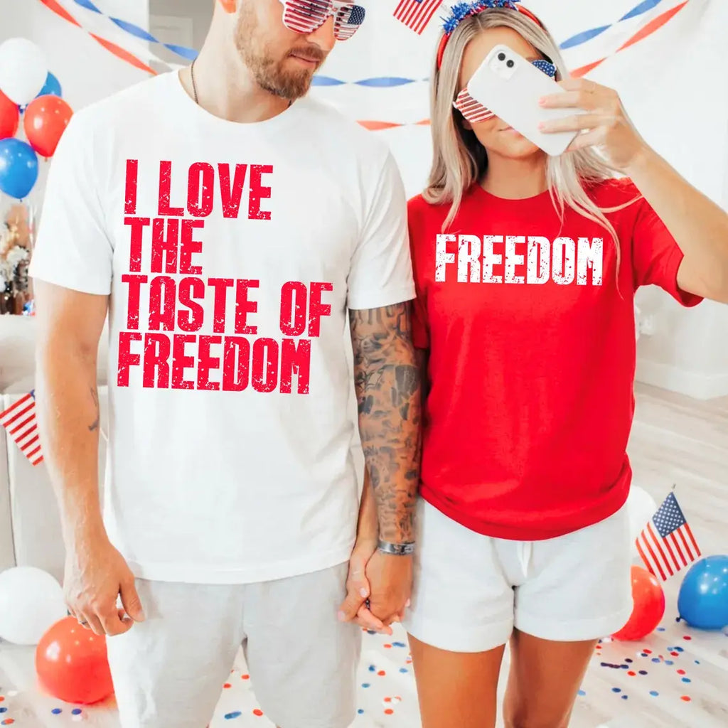 "Taste of Freedom" Funny 4th of July Matching Couples Shirt