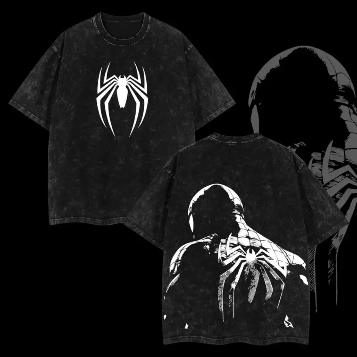 Spider Black Web Hero Washed Colors T-Shirt, Spider Graphic Tee, Vintage Y2K Spider Streetwear Shirt