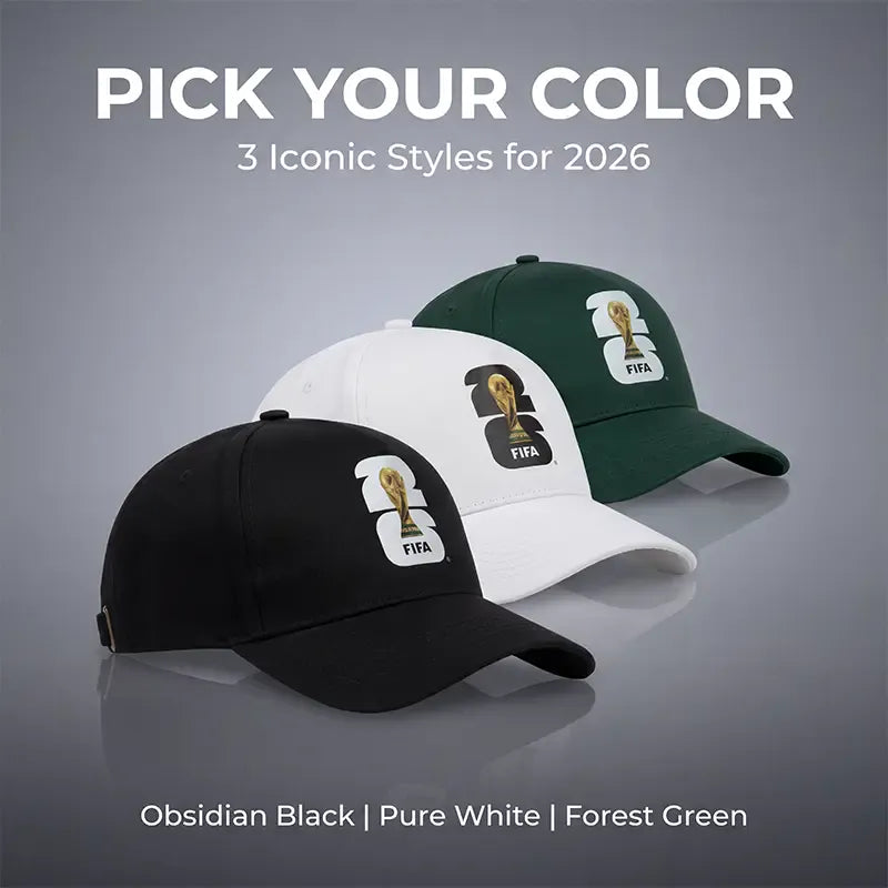 FIFA Commemorative Edition 2026 World Cup Trophy Silhouette Hat in White Green Black Collectible Fan Gear, Baseball Cap,victory cap,casual team cap