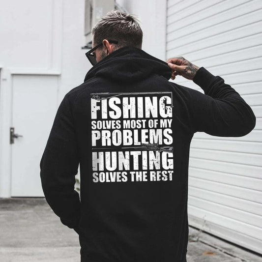 Fishing Solves Most Of My Problems Hunting Solves The Rest Shirt, Funny Outdoorsman Tee, Fisherman Hunter Hoodie, Gift for Dad or Husband