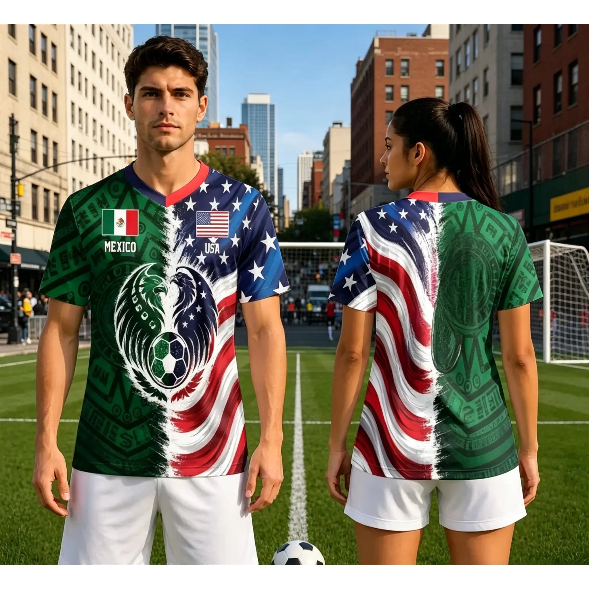 USA & Mexico Dual Heritage Split Soccer Jersey
