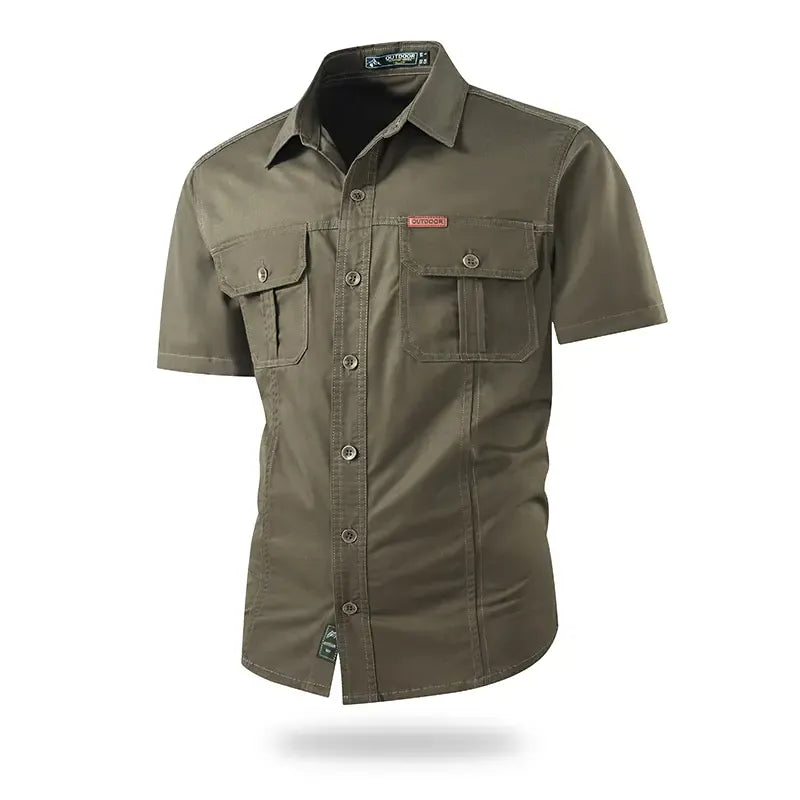 Single pack: summer outdoor casual short-sleeve work shirt with multiple pockets, lightweight design，fathersdaygift